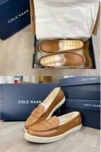 Giày Lười Nâu Đế Trắng Cole Haan Nantucker Penny Loafer