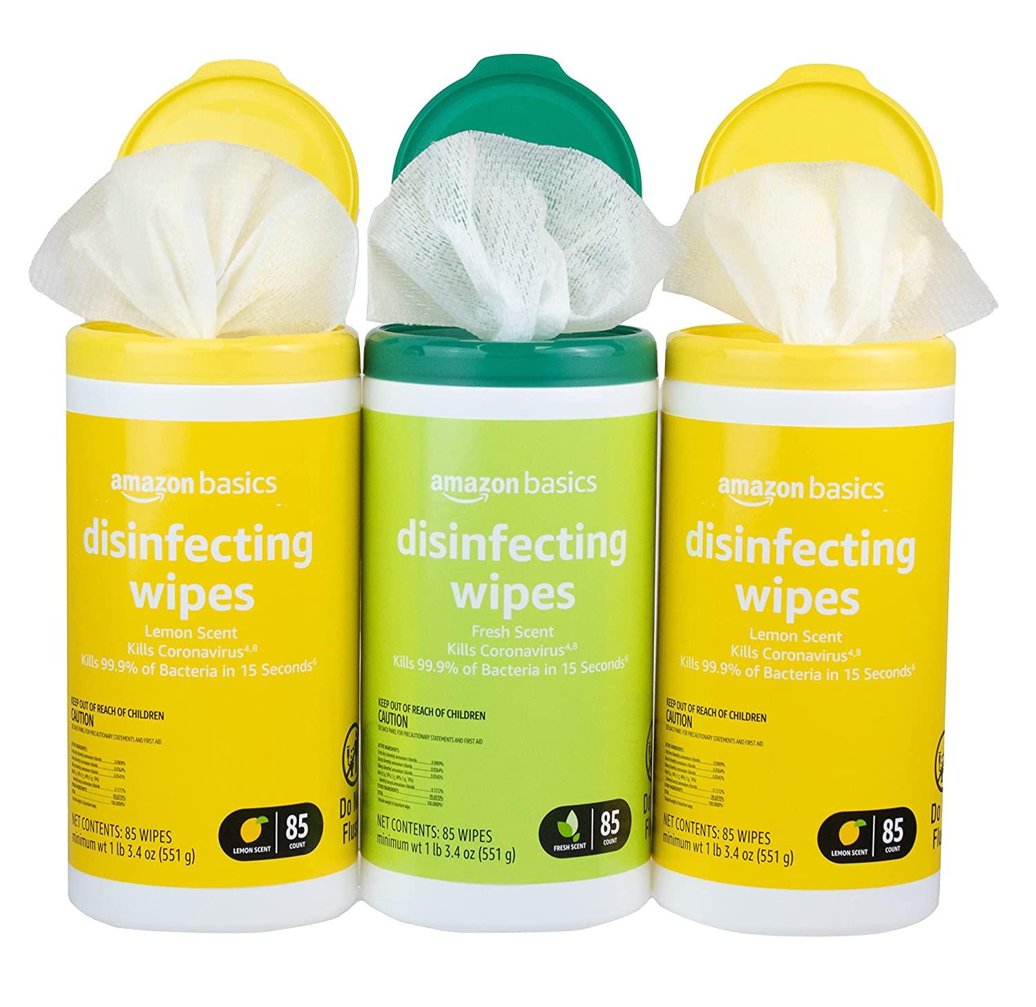 Set 4 Hộp 85 Tờ Khăn Giấy Khử Trùng Amazon Basics Disinfecting Wipes Lemon Scent - 2
